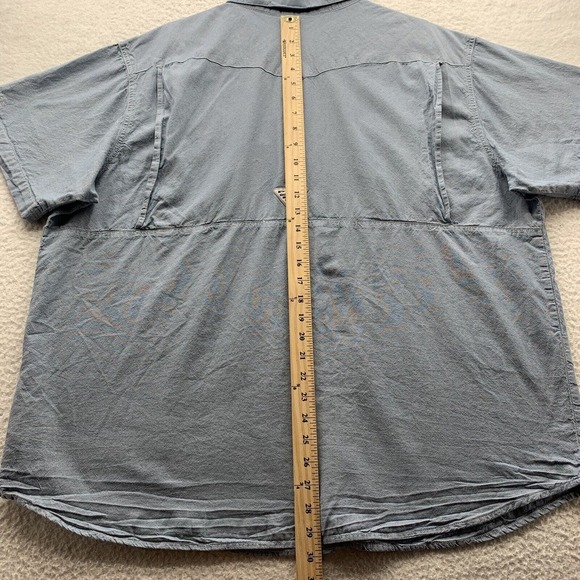 Columbia PFG Pearl Snap Shirt Mens XXL 2XL Blue Fishing Outdoors VentedFM1019 - Picture 7 of 12